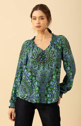 Wrenley Silk Top, color_emerald