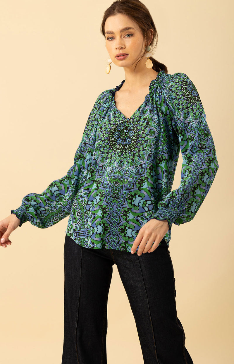 Wrenley Silk Top, color_emerald