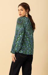 Wrenley Silk Top, color_emerald