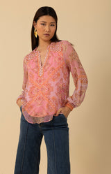 Renata Silk Top, color_coral