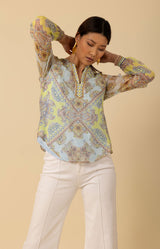 Renata Silk Top, color_lime