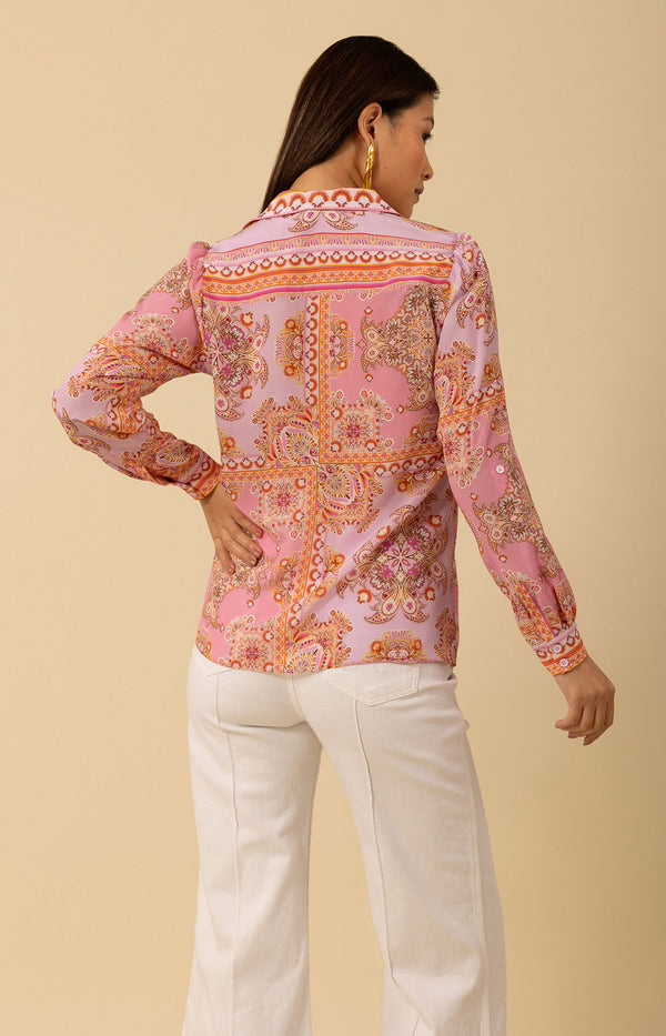 Madilynn Silk Blouse, color_coral