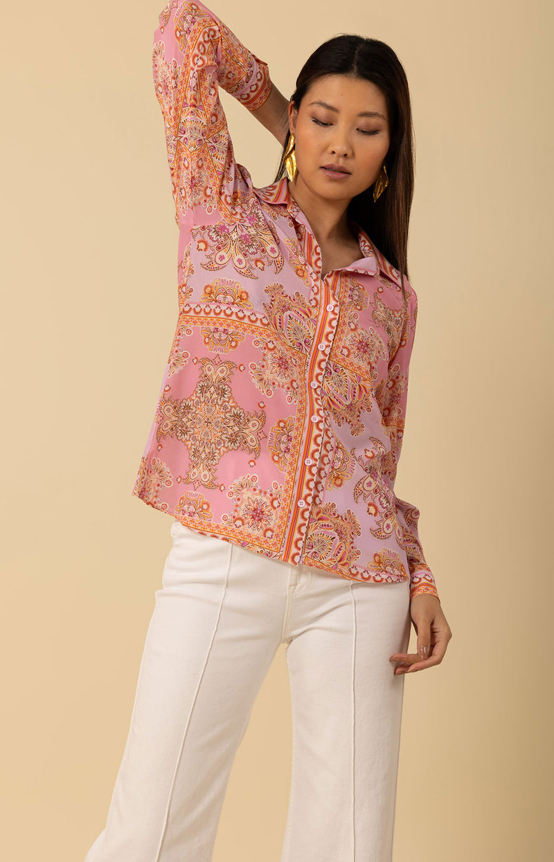 Madilynn Silk Blouse, color_coral