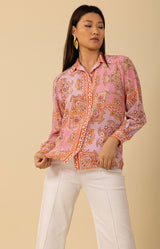 Madilynn Silk Blouse, color_coral