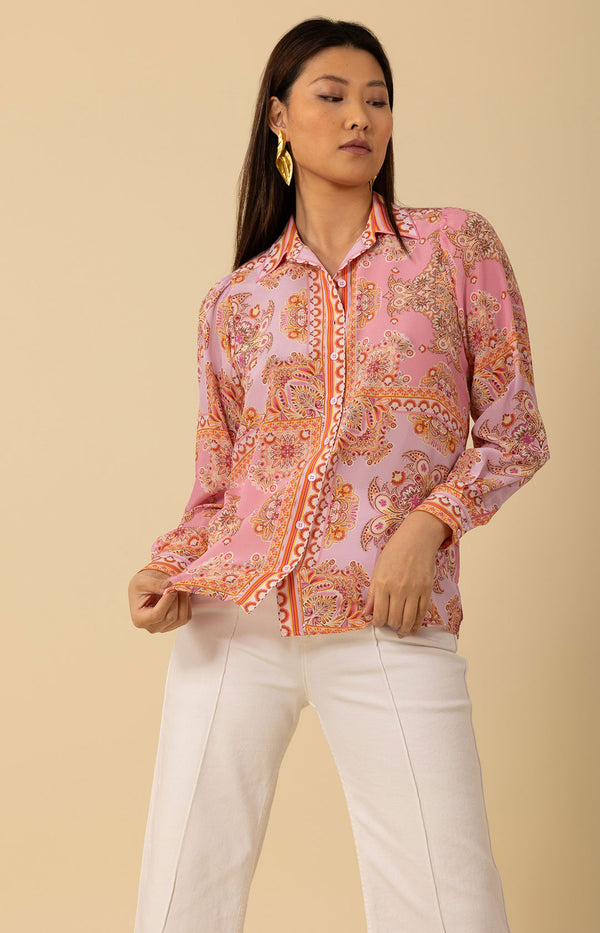 Madilynn Silk Blouse, color_coral