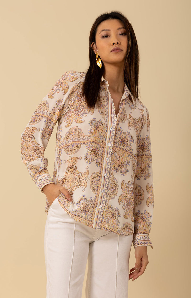 Madilynn Silk Blouse, color_ivory