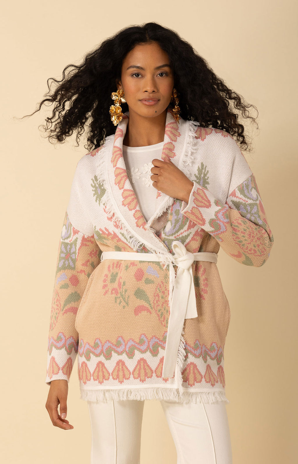 Irene Jacquard Wrap Sweater