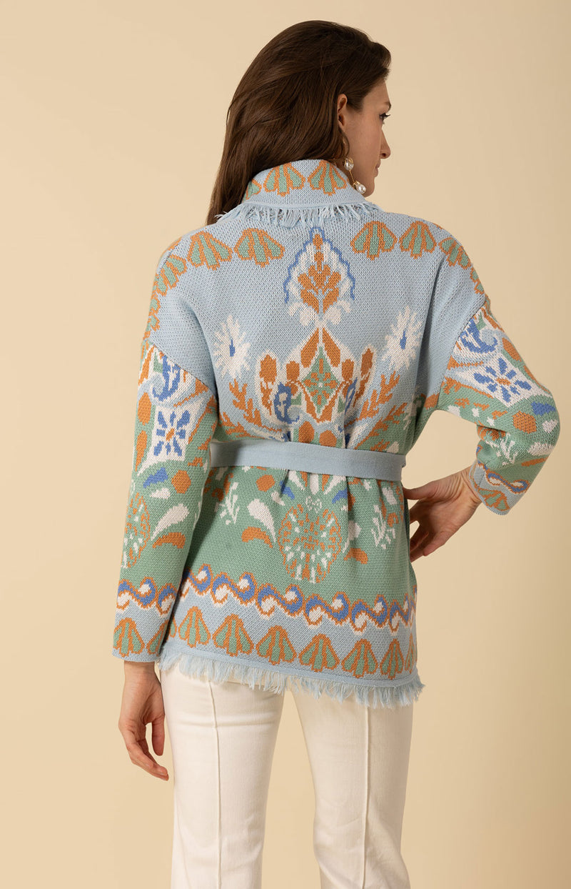 Irene Jacquard Wrap Sweater, color_turquoise