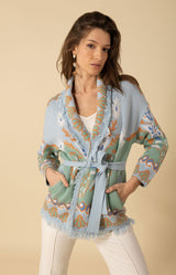 Irene Jacquard Wrap Sweater, color_turquoise