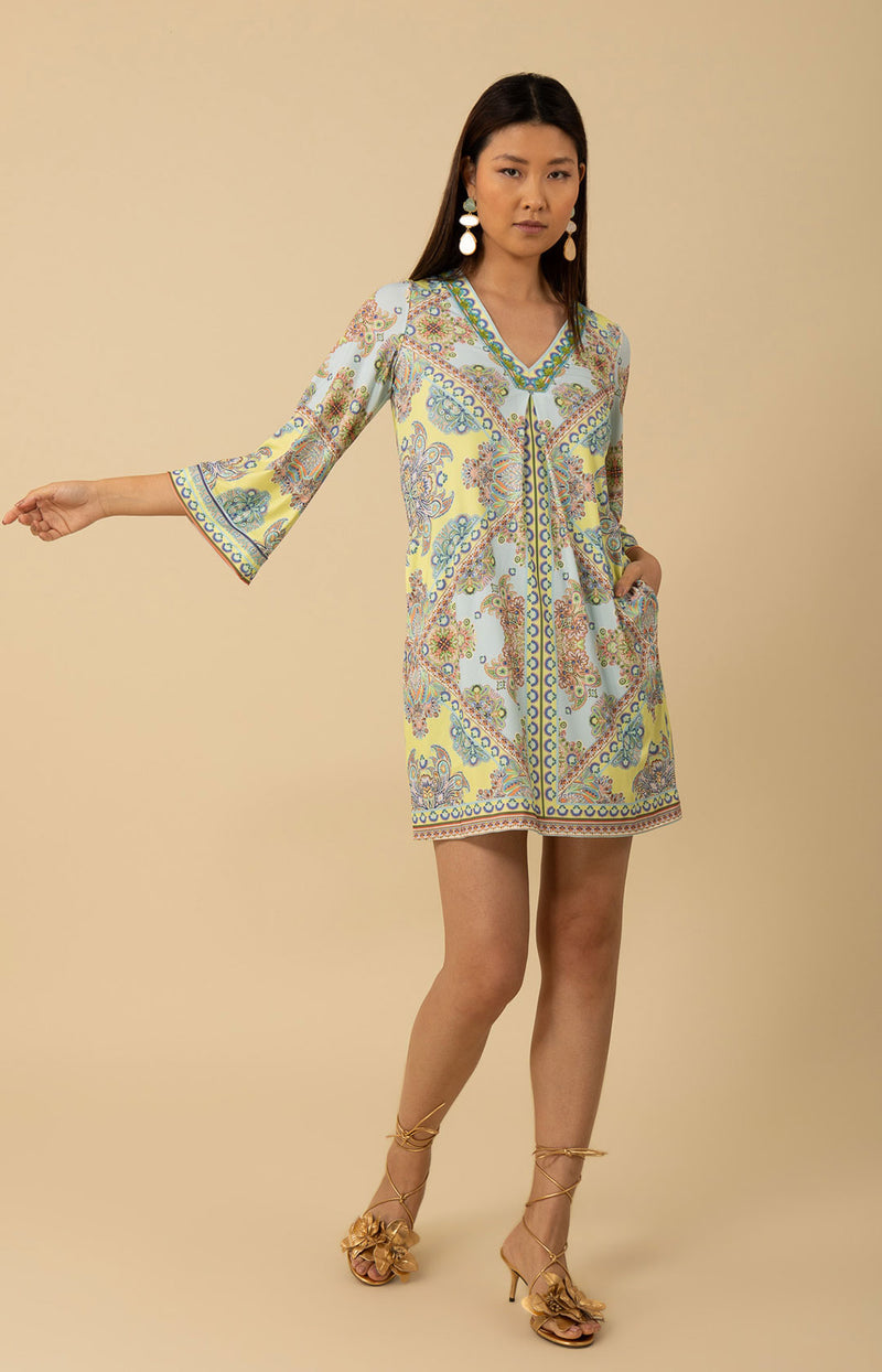 Zariah Jersey Beaded Dress, color_lime