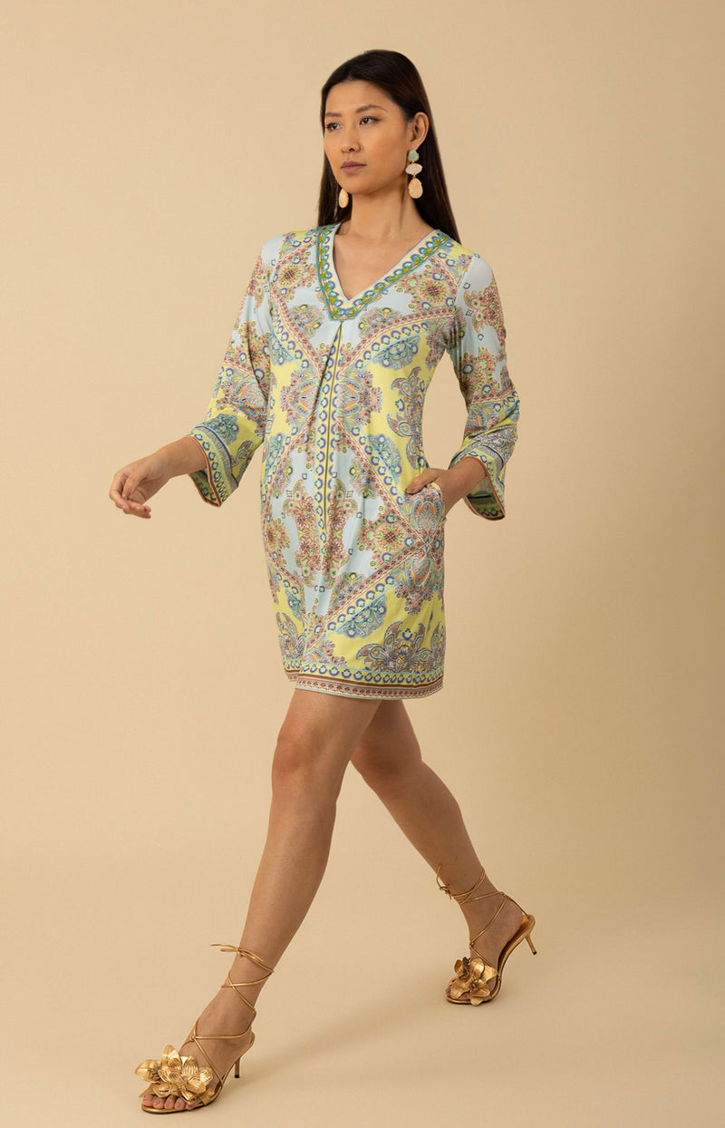 Zariah Jersey Beaded Dress, color_lime