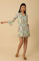 Zariah Jersey Beaded Dress, color_turquoise