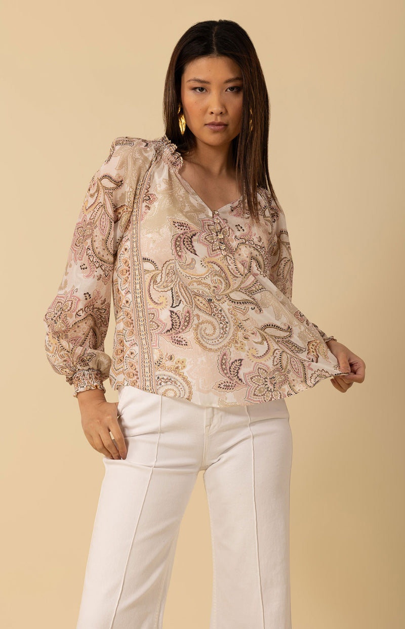 Mallory Voile Top, color_ivory