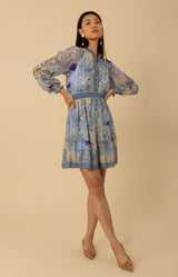 Shelby Chiffon Short Dress, color_blue