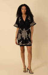 Elora Embroidered Dress, color_black