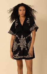 Elora Embroidered Dress, color_black