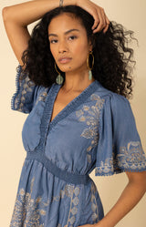 Elora Embroidered Chambray Dress, color_blue