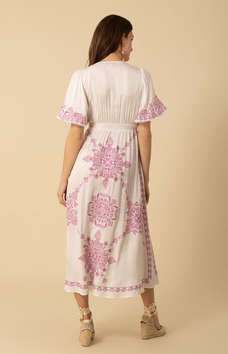 Katalina Embroidered Dress, color_white