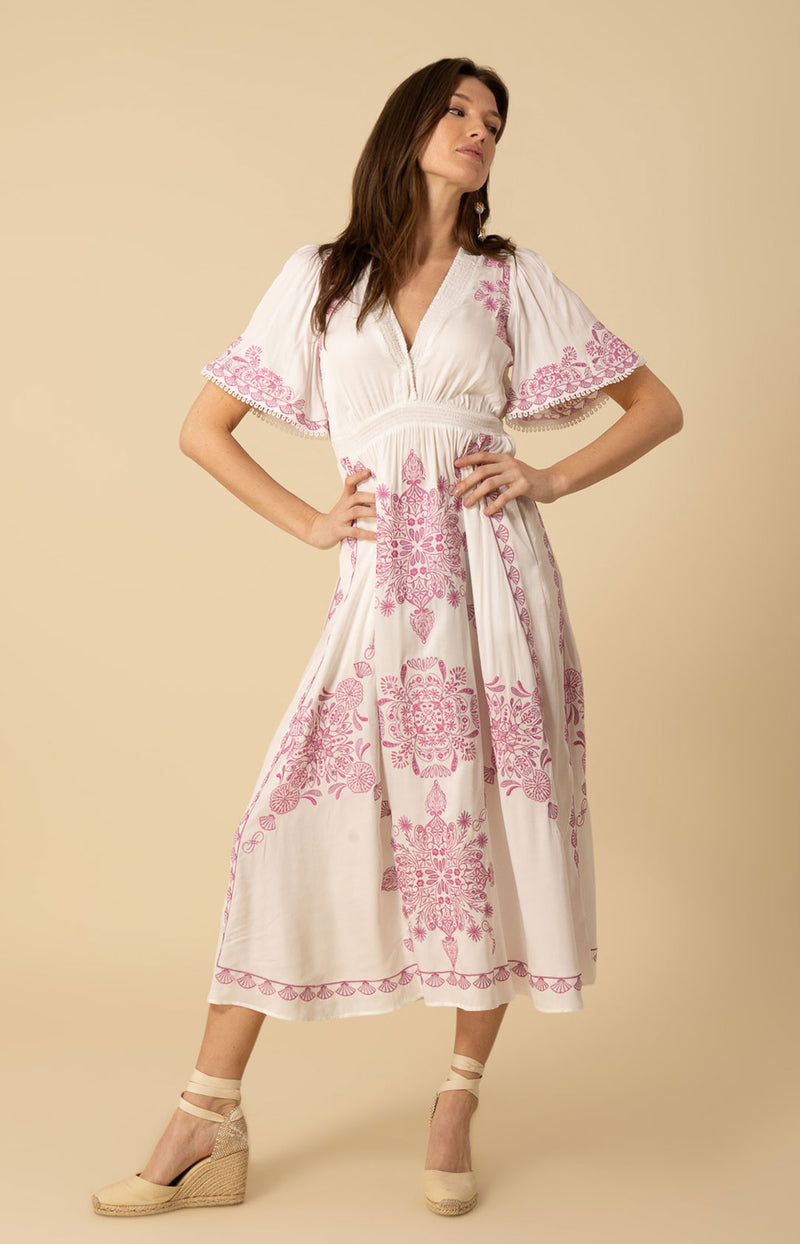 hale bob embroidered dress Jane Embroidered Dress White / XL