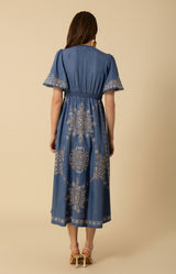 Katalina Embroidered Chambray Dress, color_blue