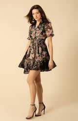 Haley Organza Dress Short, color_black