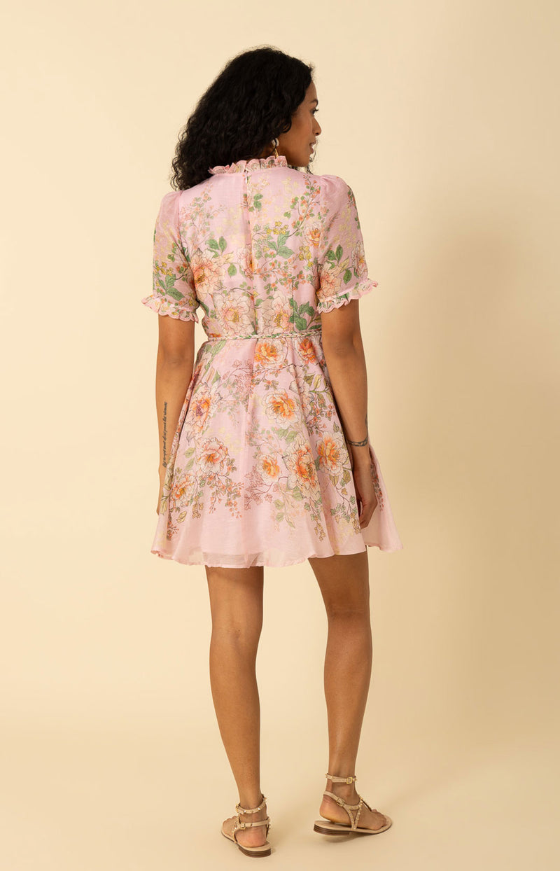 short pink organza dress Women's Macy A-line Short Sleeved Organza Mini Dress S Pink MEAN BLVD