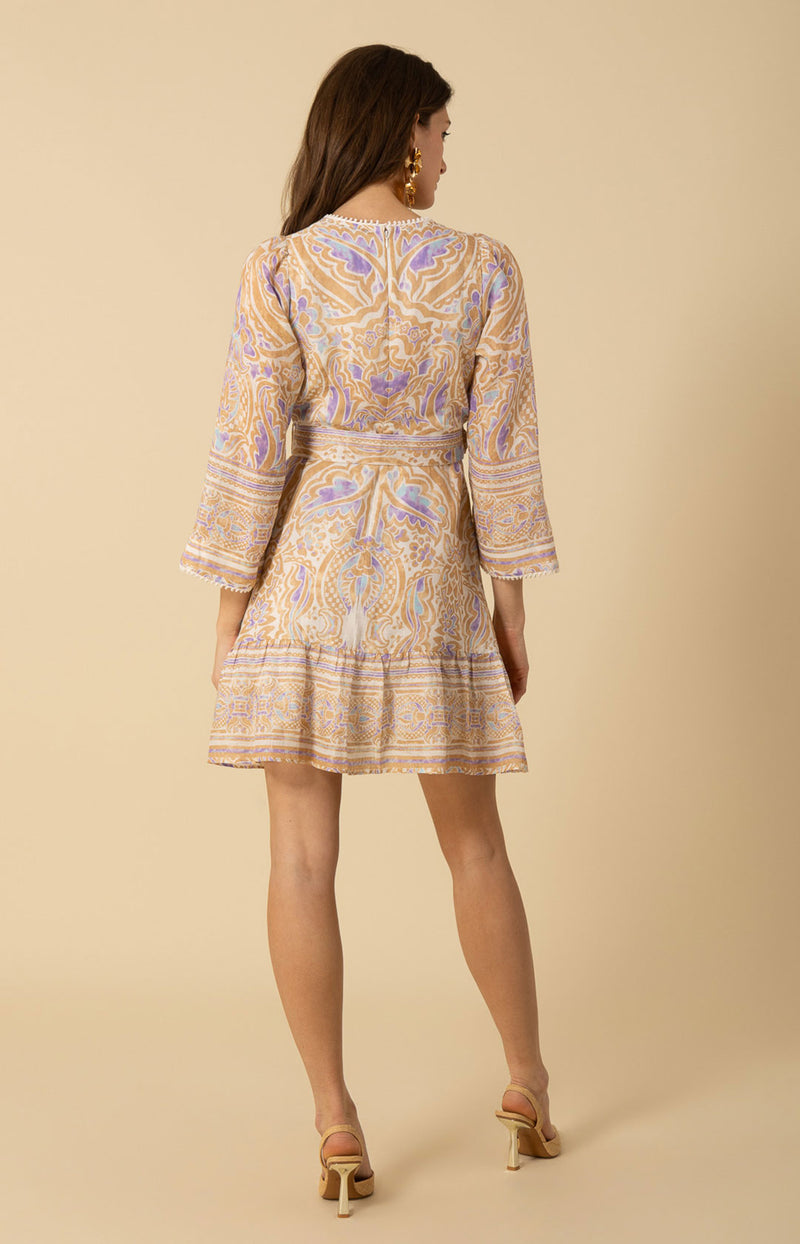 Davina Linen Short Dress, color_beige