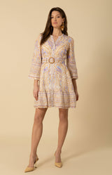 Davina Linen Short Dress, color_beige