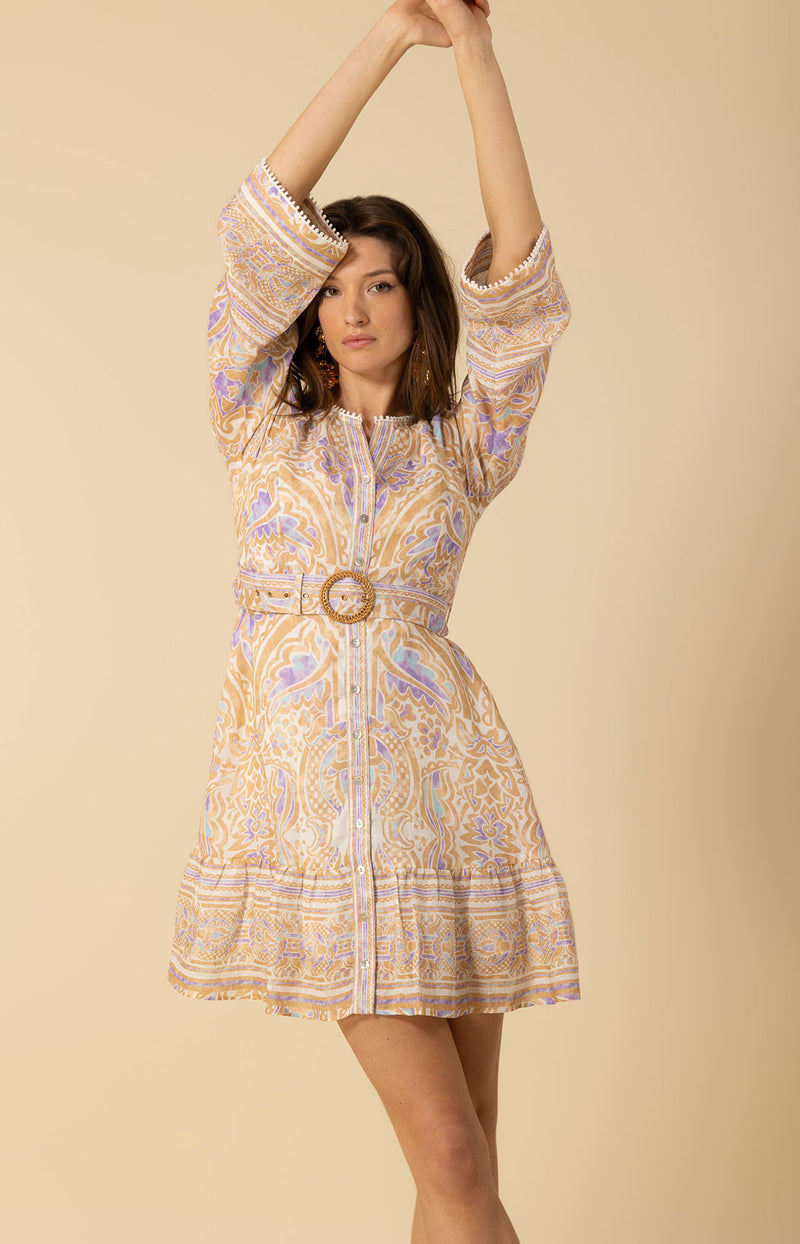 Davina Linen Short Dress Beige / L Davina Linen Short Dress Beige / L
