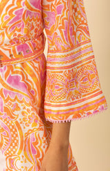  Davina Linen Short Dress, color_orange