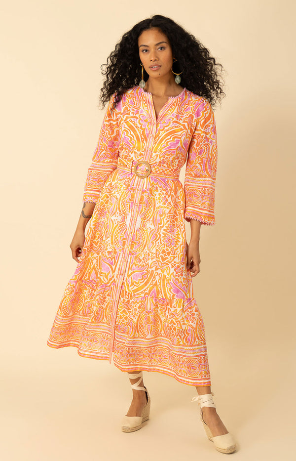 Davina Linen Dress, color_orange