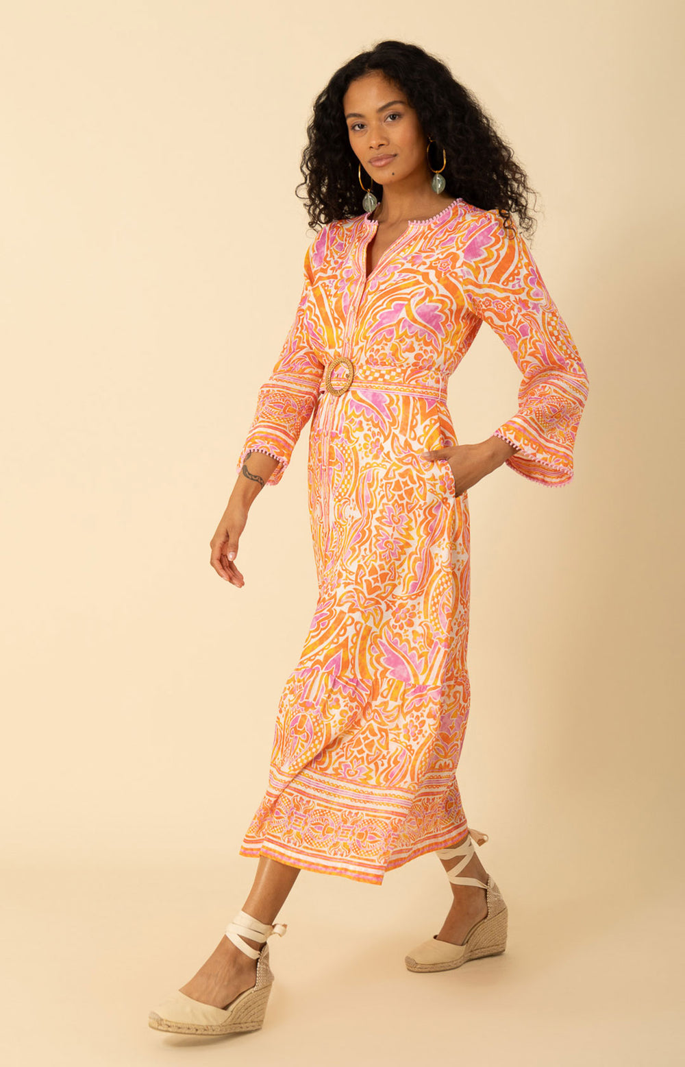 Davina Linen Dress Orange / L Davina Linen Dress Orange / L