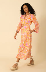 Davina Linen Dress, color_orange