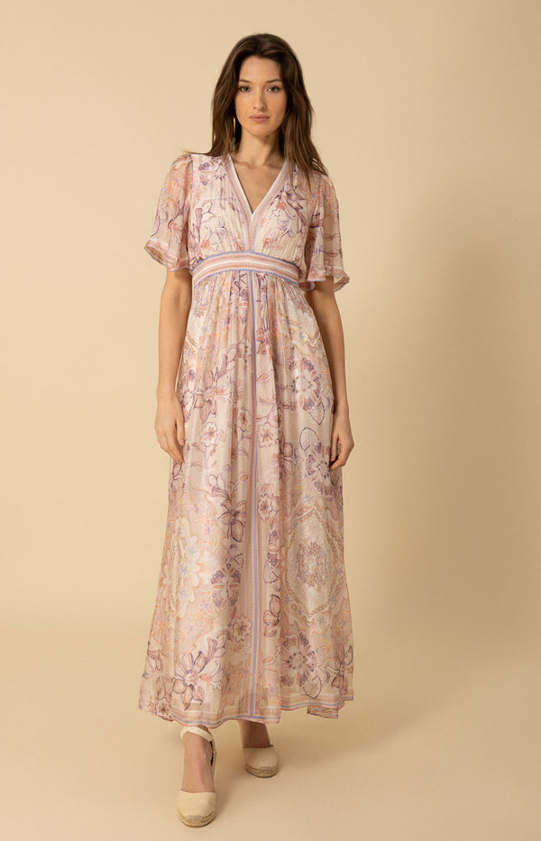 ivory dress long sleeve Velvet Long Sleeve Maxi Dress in Ivory - 2 main image 0