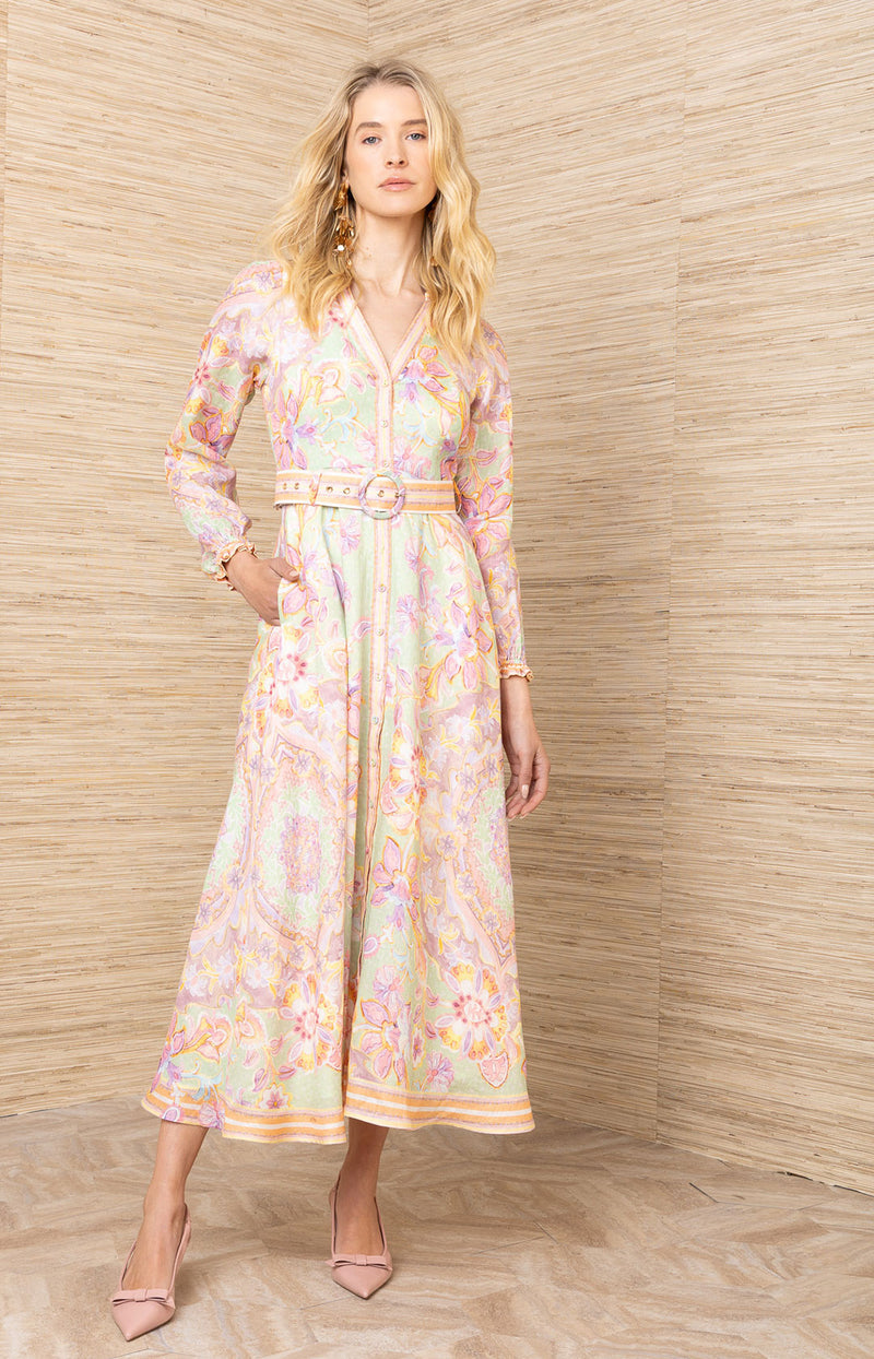 Miranda Linen Dress Maxi Dress Green / S Miranda Linen Dress Maxi Dress Green / S