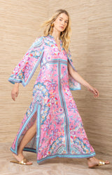 Aileen Silk Caftan Dress, color_pink