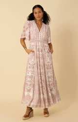 Ellis Chiffon Maxi Dress, color_beige