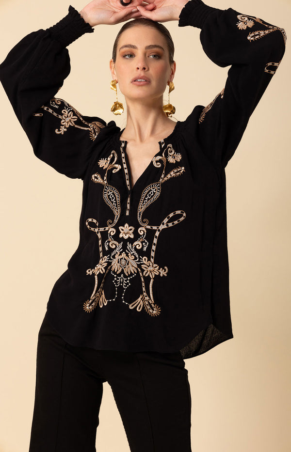 Jemma Embroidered Top, color_black