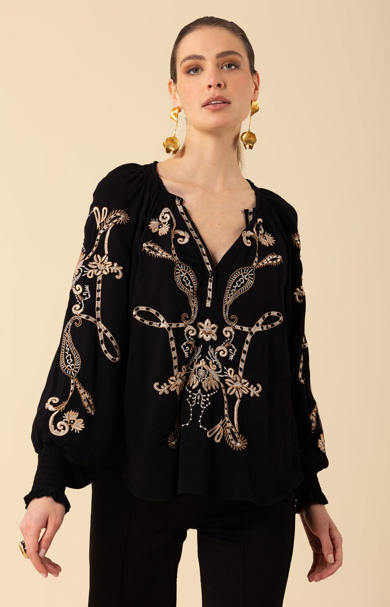 Jemma Embroidered Top, color_black