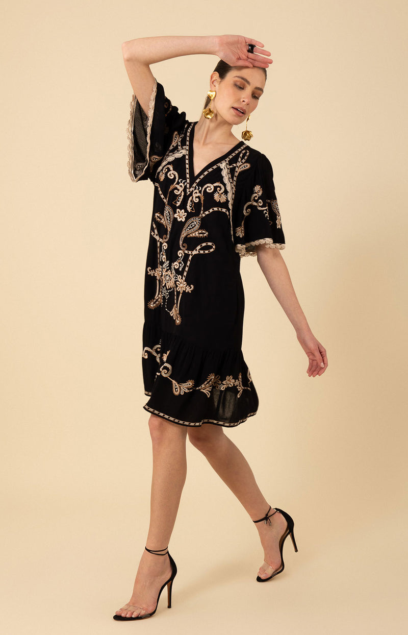hale bob embroidered dress Stephanie Embroidered Maxi Dress Blue