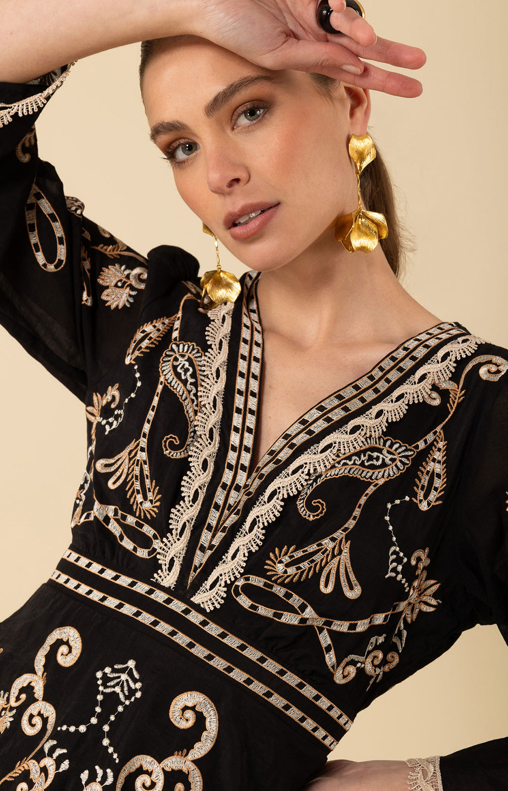 Cassandra Embroidered Dress Black / S