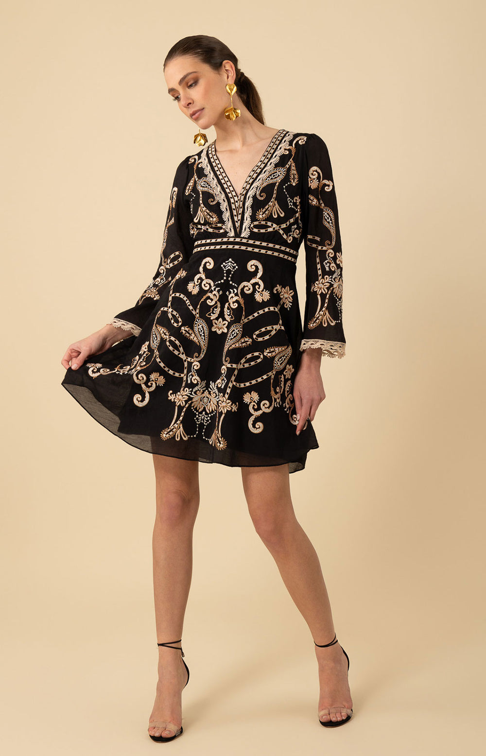 Cassandra Embroidered Dress Black / S Cassandra Embroidered Dress Black / S