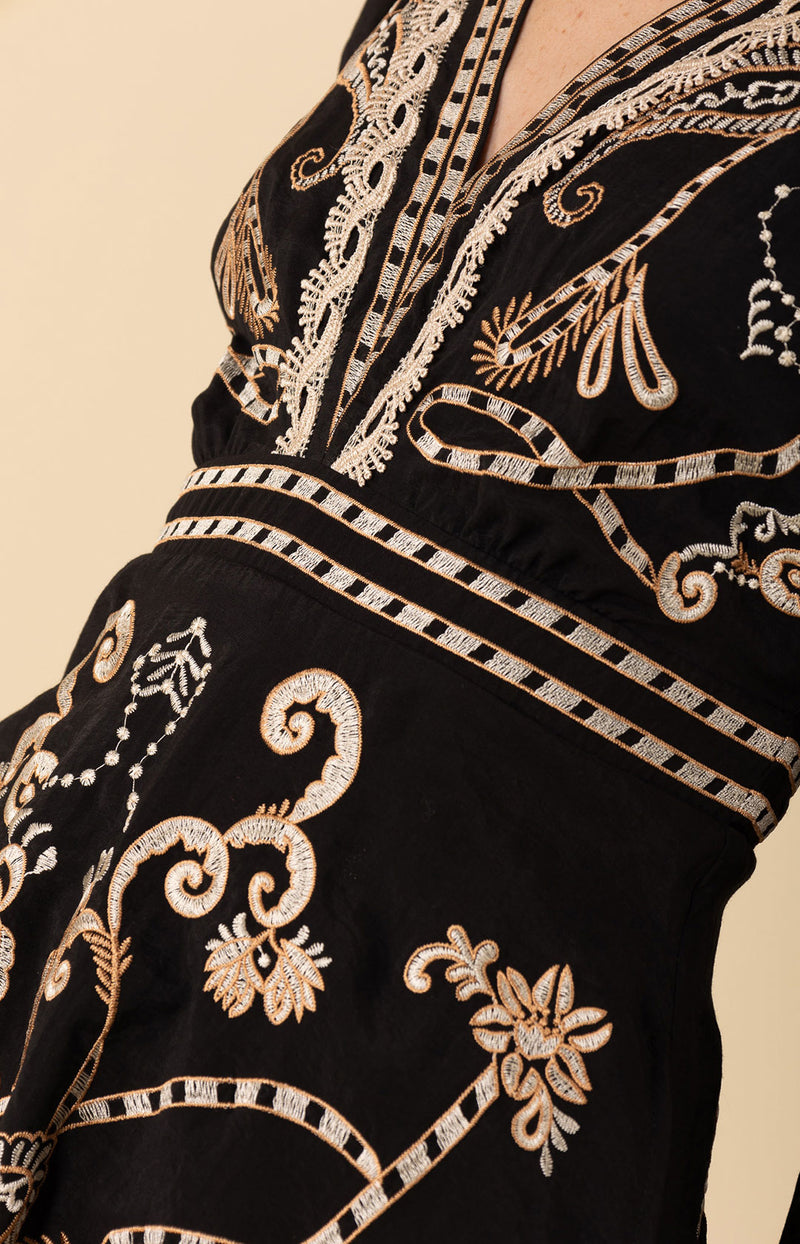 Cassandra Embroidered Dress Black / S Cassandra Embroidered Dress Black / S