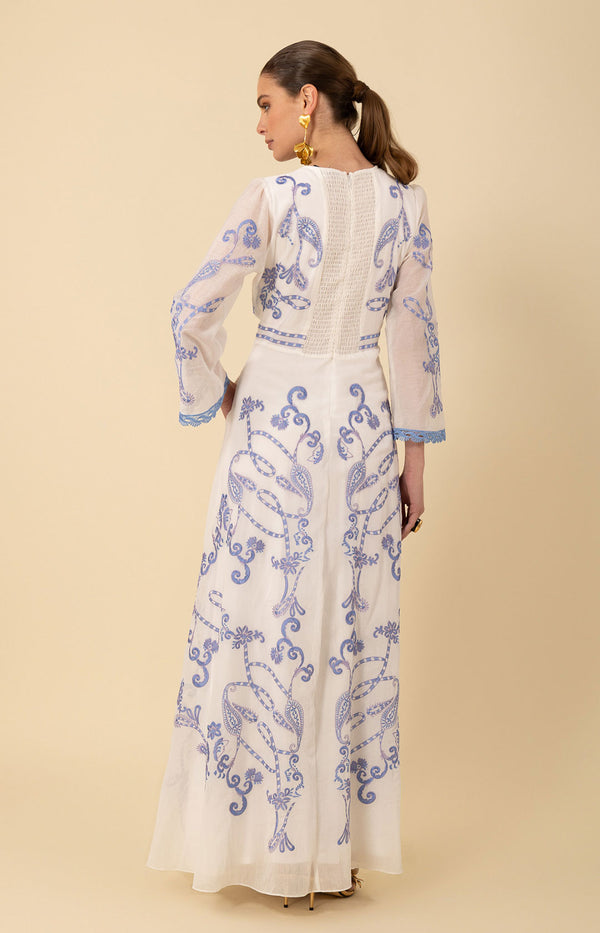 Cassandra Embroidered Maxi Dress, color_blue