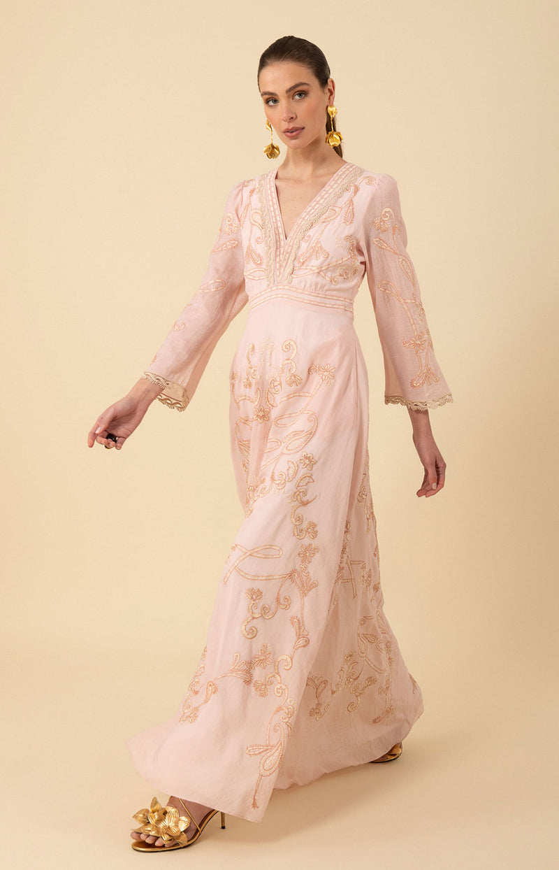 Cassandra Embroidered Maxi Dress, color_pink