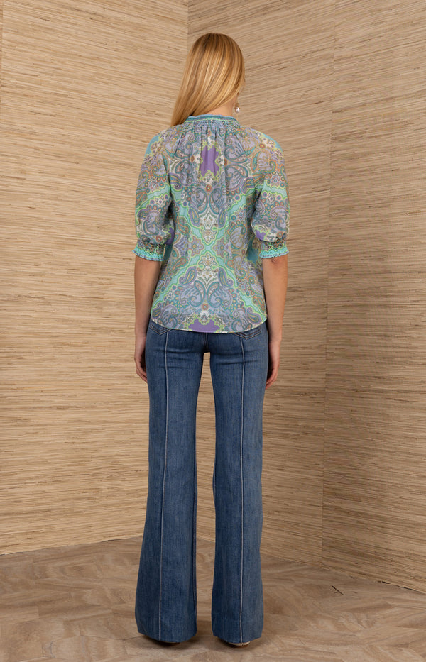 Leslie Voile Top, color_turquoise