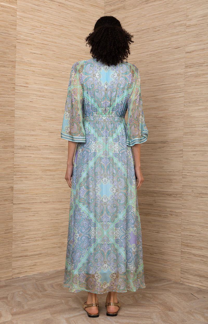 Emerie Chiffon Maxi Dress, color_turquoise
