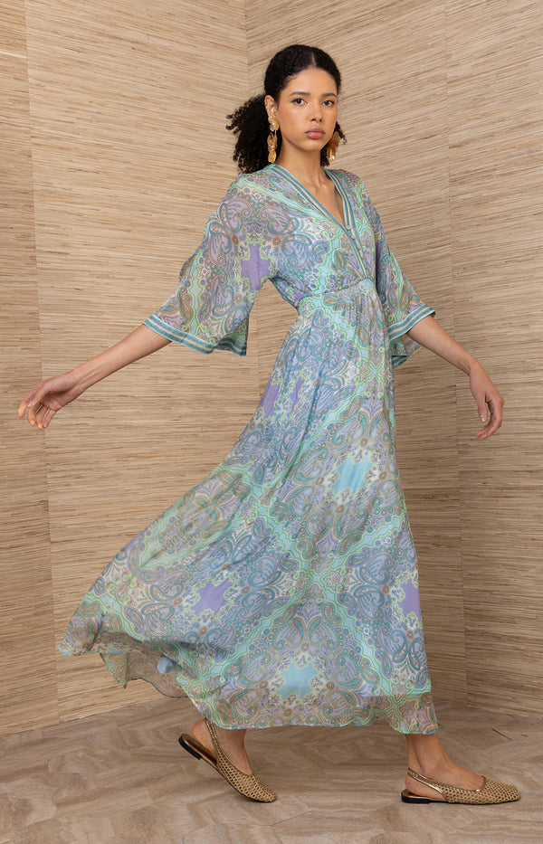 Emerie Chiffon Maxi Dress, color_turquoise