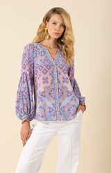 Indie Silk Top,color-Blue