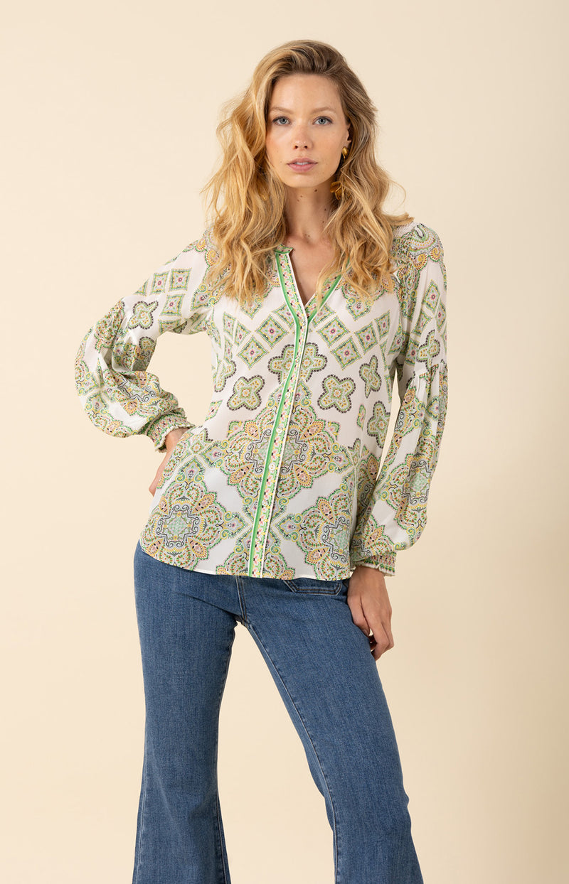 Indie Silk Top-color-Lime